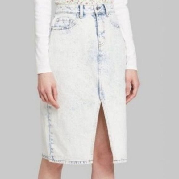 NEW Wild Fable Acid Wash Denim Skirt - Picture 2 of 7